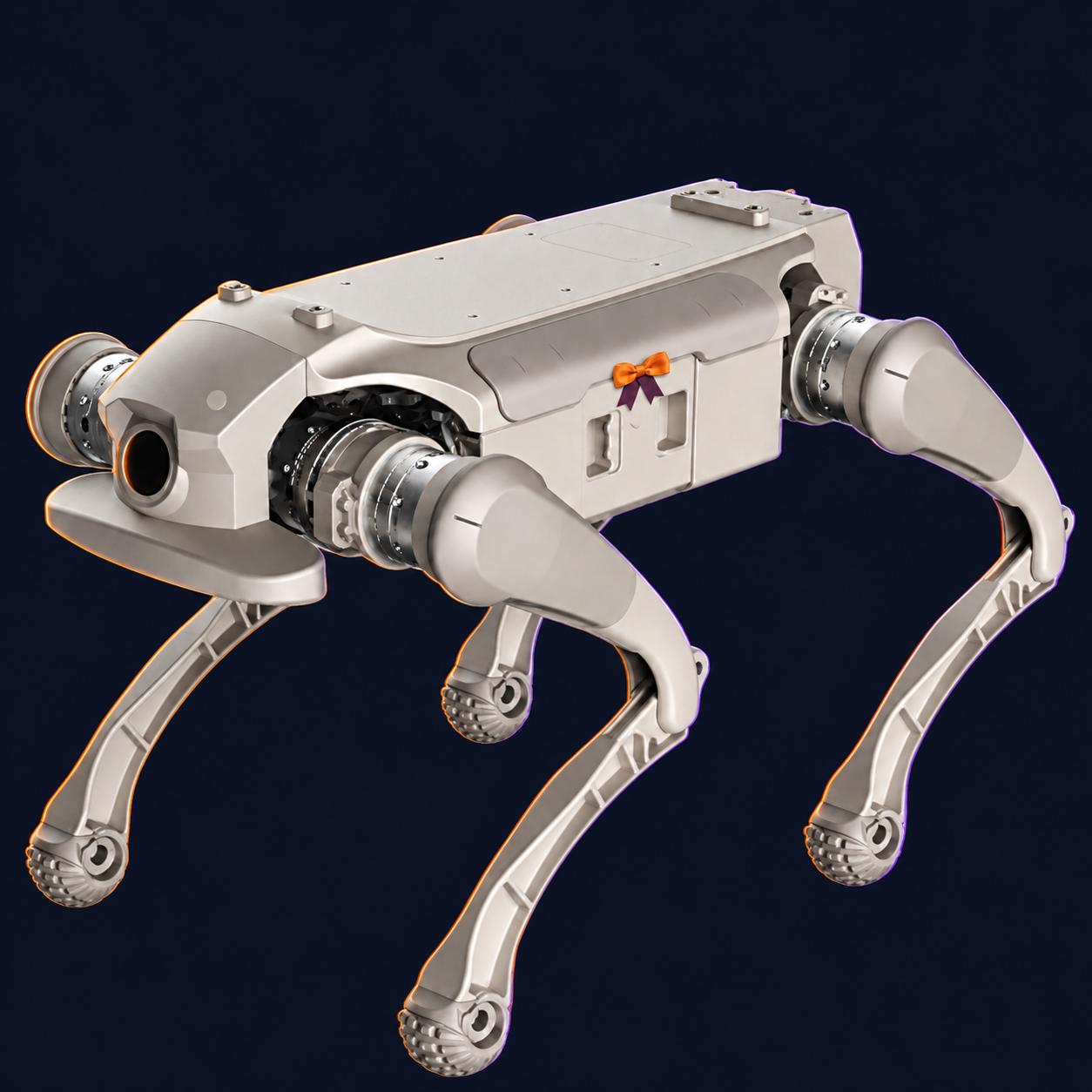 AGIBOT D1 Ultra Industrial Quadruped Robot with decorative Halloween styling. Costume not included.